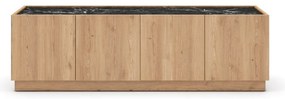 Czarno-naturalna szafka pod TV w dekorze dębu 160x48 cm Dione – Marckeric