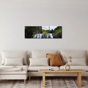 Obraz klifu z wodospadem (z zegarem) (90x30 cm)