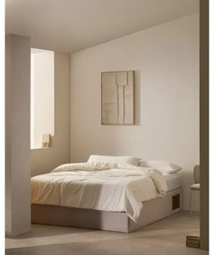 Beżowe tapicerowane łóżko dwuosobowe ze schowkiem 160x200 cm Matters – Kave Home