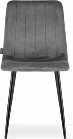 Szare krzesło do kuchni LAVA aksamitne z czarnymi nogami