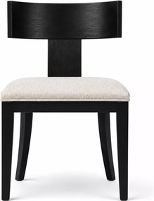 Drewniane czarne krzesło loft modern z kremowym tapicerowanym siedziskiem