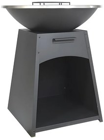 Grill z płytą i paleniskiem ze stali - szer. 81 x dł. 81 x wys. 96 cm - Czarny - CORVERA