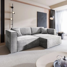 Masseno Narożnik NERIO z funkcją spania i pojemnikiem na pościel Narozniki L, Rozkładana sofa - Jasnoszary, MONOLITH 84