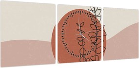 Obraz - Boho leaves N⁰1 (z zegarem) (90x30 cm)