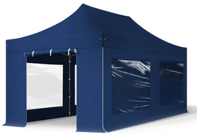 TOOLPORT 3x6 m Namiot Ekspresowy, PREMIUM Stal 40mm, ze ścianami bocznymi, okna panoramiczne, niebieski - (600069)
