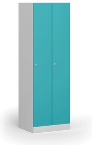 Metalowa szafka ubraniowa S1, 2-drzwiowa, 1850 x 600 x 500 mm, zamek cylindryczny, drzwi zielone