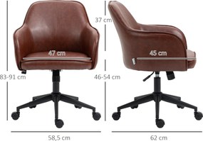 Vinsetto Krzesło biurowe ergonomiczne obrotowe z regulacją wysokości brązowe 58,5x62x91cm | Aosom PL