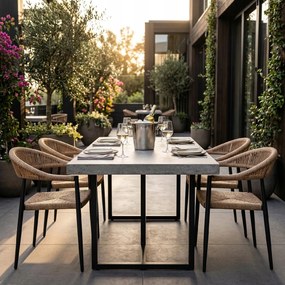 Krzesło Ogrodowe Czarne 56x60x78 cm Plecione Brązowe Sznurki Nowoczesne