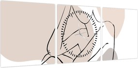 Obraz - Kobieta linia sztuki ciała N⁰1 (z zegarem) (90x30 cm)