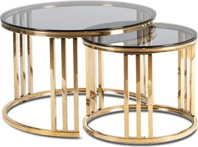 Zestaw Stolików Kawowych TRITON 70 cm/50 cm Szary/Złoty Glamour