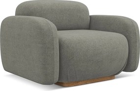 Fotel - z tkaniny bouclé - szary beż - AILANI