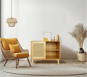 Bufet z drewna "Iguane" - Elegancki design skandynawski - 80 x 40 x 66 cm - Brązowy