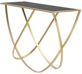 Konsola w czarno-złotym kolorze ze szklanym blatem 40x120 cm Ring – Mauro Ferretti