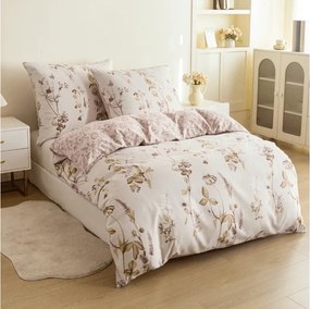 PrzytulneMieszkanie.pl PrzytulneMieszkanie.pl Pościel z mikroflanelu z mikrofibry BOTANIQUE beżowo-różowa Rozmiar pościeli: 70 x 90 cm | 140 x 200 cm