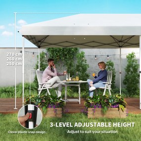 Outsunny Namiot składany 6m x 3m, z odłączanymi ścianami, dużymi oknami, drzwiami na suwak, stalowa rama, Biały