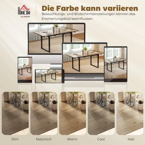 HOMCOM Rozkładany stół dla 6-8 osób, 140-180 cm, prostokątny stół kuchenny z stalową podstawą, drewno naturalne+czarny | Aosom PL