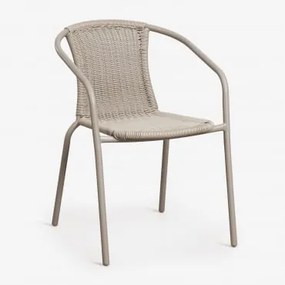 Zestaw 4 Sztaplowanych Krzeseł Jadalnianych Z Podłokietnikami Ze Stali I Syntetycznego Rattanu Kalymana Moka Brown - Sklum