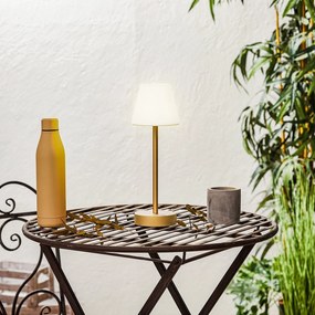 Zewnetrzna Lampa stołowa mosiężna z wbudowanym LED, ładowana, z regulacją dotykową - RenataDesignerski Oswietlenie zewnetrzne