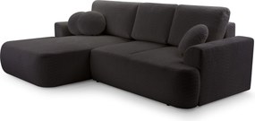 Masseno Narożnik FILO z funkcją spania i pojemnikiem na pościel Narozniki L, Rozkładana sofa - Czarny, CORAL 60