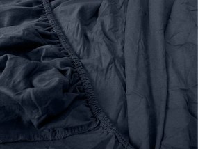 PrzytulneMieszkanie.pl Prześcieradło jersey z lycrą granatowe 90 x 200 cm