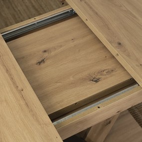 Zestaw Stół Prostokątny Rozkładany CLARK 120-160 cm Dąb Artisan/Czarny i 4 Krzesła Tapicerowane do Jadalni RIO Beżowe Welurowe