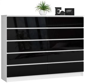 Nowoczesna komoda do salonu biały + czarny połysk - Entira 4X