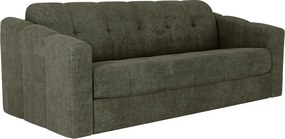Kanapa 3-osobowa rozkładana z teksturowanej tkaniny w kolorze khaki - Powierzchnia spania 140 cm - Materac 14 cm - DARIELO