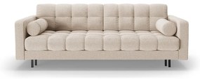 Beżowa rozkładana sofa ze schowkiem z materiału bouclé 222 cm Bali – Cosmopolitan Design