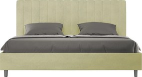 Łóżko wyposażone w stelaż z listwami z pojemnikiem tapicerowane 180x190 microfibra szary Agueda