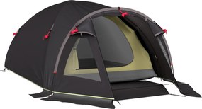 Outsunny Lekki Namiot Campingowy dla 4 Osób UV 50+ - Tunelowy, Czarny z Przedsionkiem, Bocznymi Drzwiami i Oknami