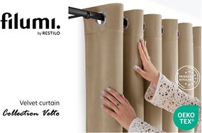 Beżowa aksamitna zasłona częściowo zaciemniająca (dimout) 140x250 cm Velto – Filumi