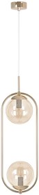 Lampa złota nad stół z 2 bursztynowymi kloszami M6-Z49