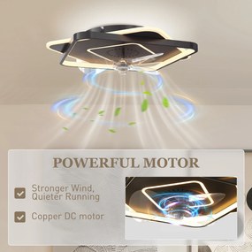 HOMCOM Wentylator sufitowy z oświetleniem i pilotem, LED wentylator sufitowy z 6 prędkościami, 3 temperatury barwowe | Aosom PL