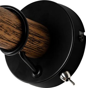 Rustykalna lampa ścienna czarna z drewnem - Stronk