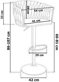 Szary obrotowy hoker z plecionym obraciem R6-T81