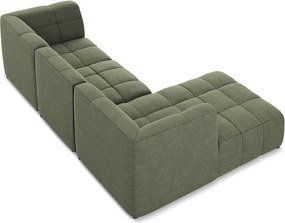 Zielony narożnik z materiału bouclé (lewostronny/z szezlongiem) Aloha – Makamii