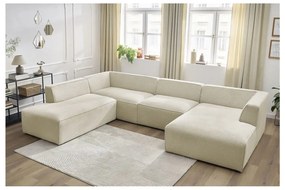 Beżowy sztruksowy narożnik modułowy (lewostronny/w kształcie litery U) Megeve – Bobochic Paris