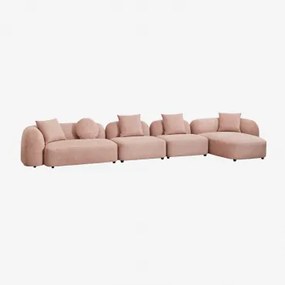 Modułowa Sofa Z Szezlongiem Prawym, 4-częściowa, Z Tkaniny Coco Chenille Tkaniny Szenil Rosa Palote | Daydream Pink - Sklum