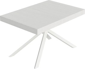 Stół rozkładany Niket 120/204x80 cm biały jesion z białymi nogami