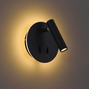 Nowoczesna czarna lampa ścienna z diodą LED i USB-C - Croft