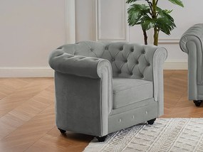Komplet 2 foteli CHESTERFIELD - Jasnoszary welur