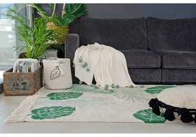Zielono-kremowy bawełniany dywan dziecięcy tkany ręcznie odpowiedni do prania 140x200 cm Tropical Green – Lorena Canals