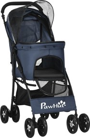 Outsunny Wózek dla Psa Składany 1 Koszyk Poduszka Kieszeń Granatowy | Aosom PL