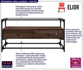 Szafka ze szklanym blatem pod telewizor brązowy dąb - Fulo 3X