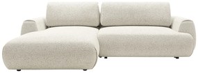 Kanapa narożna lewostronna rozkładana z beżową melanżową  tapicerką - MONELIA