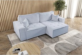 Narożnik z funkcją spania w kształcie L Bohoo, tkanina Raven, Jasnoszary, Prawy