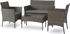 Zestaw Mebli Ogrodowych MISSISIPI Szary Sofa Krzesła Stolik Tarasowy Technorattan Nowoczesne
