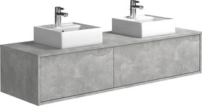 Szafka łazienkowa wisząca szara z dwoma umywalkami - szer. 150 cm - ISAURE II