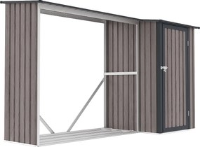 Wiata na drewno opałowe z metalu z miejscem do przechowywania ze stali galwanizowanej 3,49 m3 – 2 stery drewna – 282 × 109 × 168 cm (dł. × szer. × wys.) – DORWOOD