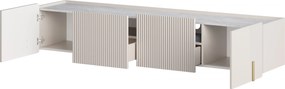 Szafka RTV Malmi 200 cm wisząca - kaszmir / crema bianca / złoty